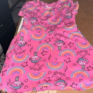 Dreamworks Pink Dress with Rainbow and TROLLS Design